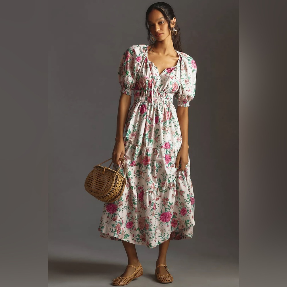 Anthropologie Somerset Maxi Dress: Puff Sleeve Edition Floral Print